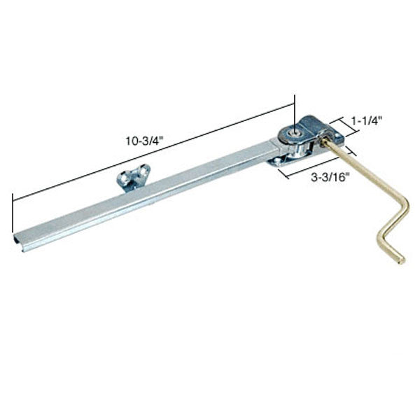 Operator, Casement, Wood, 10-3/4” Arm, 1/4” Sq. Drive, Non-Handed, Uni-Chrome Finish