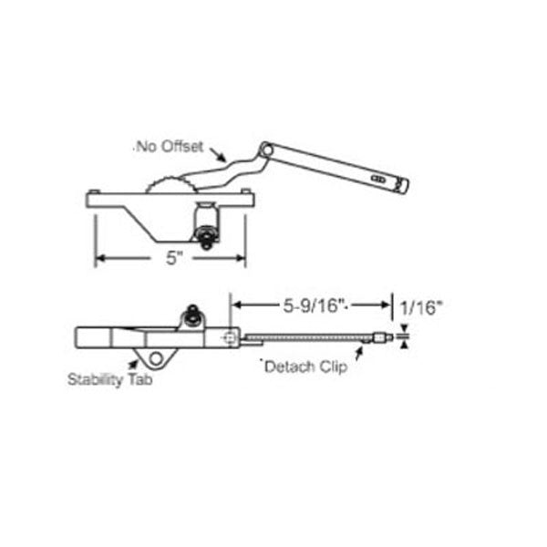 Rear Mount Dyad Casement Operators with Stability Tab, 5-9/16, Right Hand