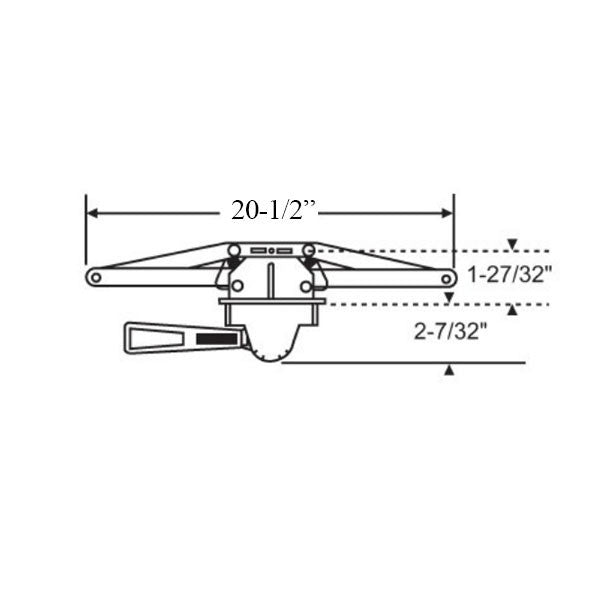 Operator, Single Hook, Pull Lever, 20-1/2 Inch - Longer F Plate