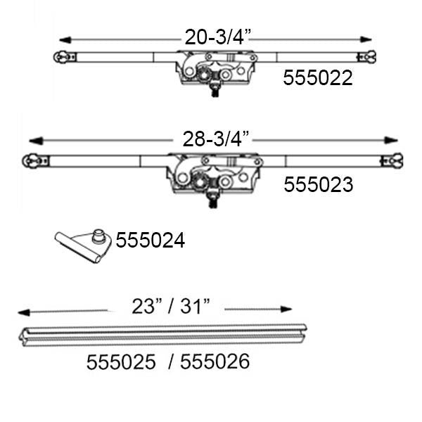 28-3/4 Inch Awning Roto Crank Operator, Dual Arm Entrygard Window