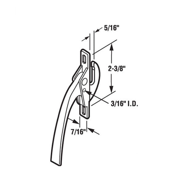 Casement Window Universal Locking Handle, Zinc Diecast, Non-Handed - Aluminum
