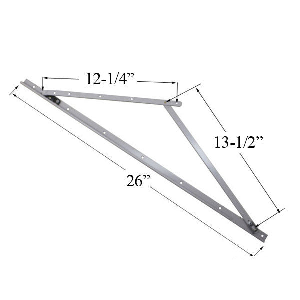 Truth Awning Window Hinges, 26 inch Track, E-Gard Protection - Left And Right Pair