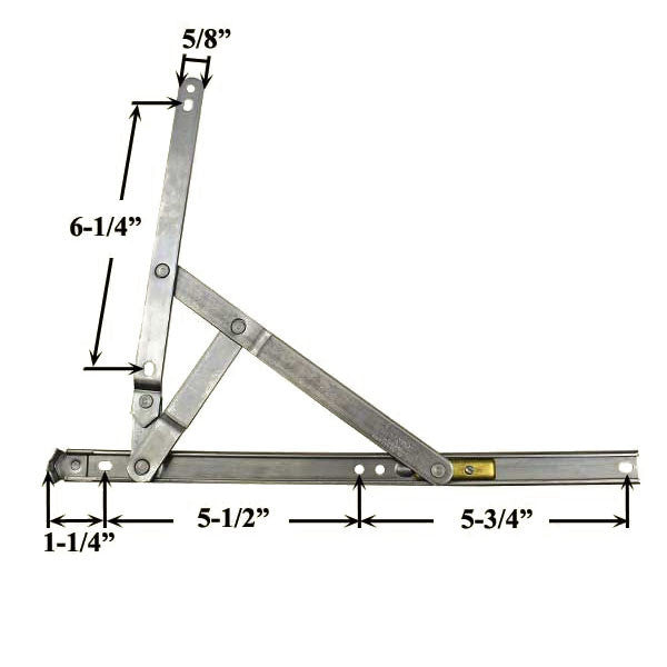 4-Bar Egress Hinge, 12-1/4 inch Fixed Rivet - Stainless Steel
