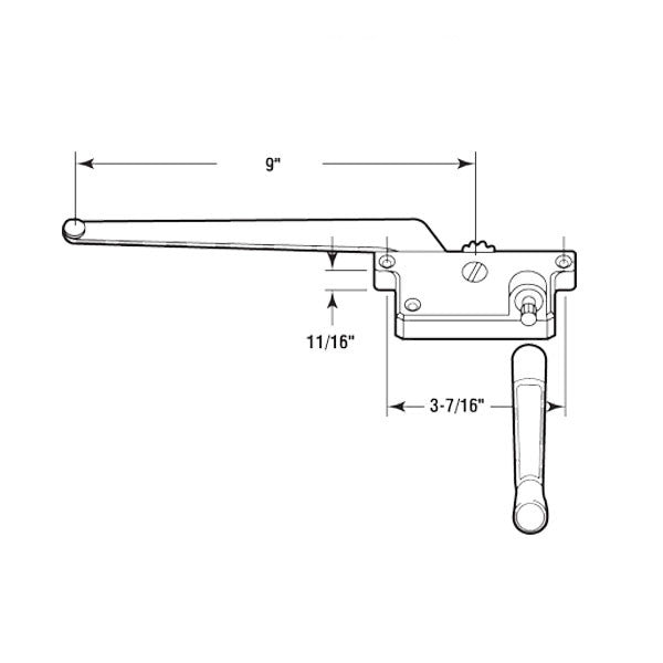 Casement Window Operator, 9 Inch Arm, Surface Mounted, Choose Handing - Bronze