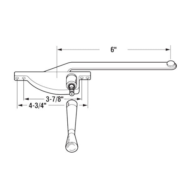 Casement Window Operator, 6 inch Arm, Face Mounted, Left Hand Shown