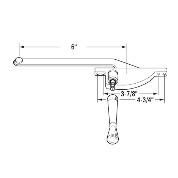 Casement Window Operator, 6 inch Arm, Face Mounted, Right Hand Shown