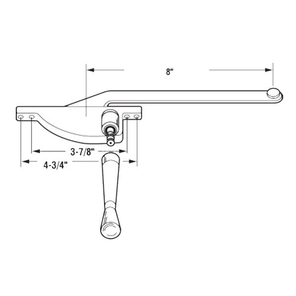 Casement Window Operator, 8" Arm, Left Hand, Teardrop Body, Steel Casement