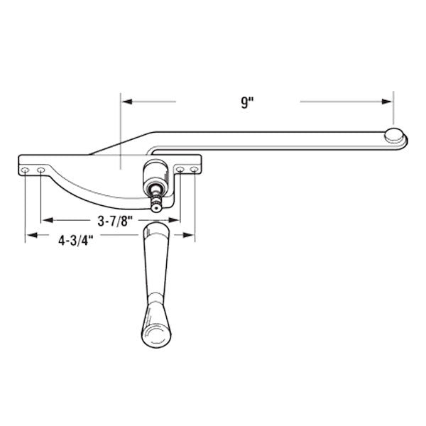9 inch Arm Steel Casement Window Operator, Teardrop Style, Left Hand