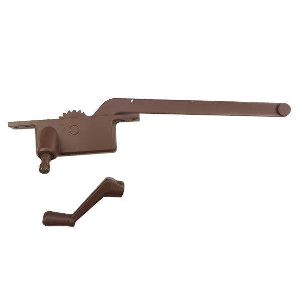 Casement Window Operator, 9" Arm, Left Hand, Square Body, Steel Casement - Light Brown/Bronze Color