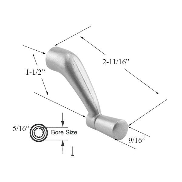 Casement Operator Crank Handle, 5/16 inch Spline, 2-11/16 inch Projection