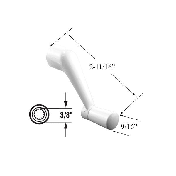 Casement Operator Crank Handle, 3/8 inch Spline, 2-11/16 inch Projection
