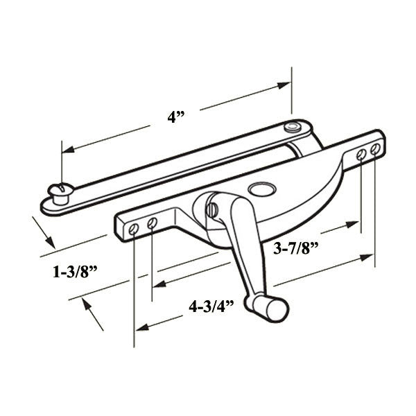 Left Hand Window Operator with 4 inch Link for Jalousie/Louver Windows