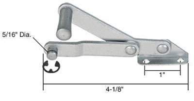 Louver/Jalousie Window Operator, 2-1/4 inch Link, Lever, Alum - Right Hand