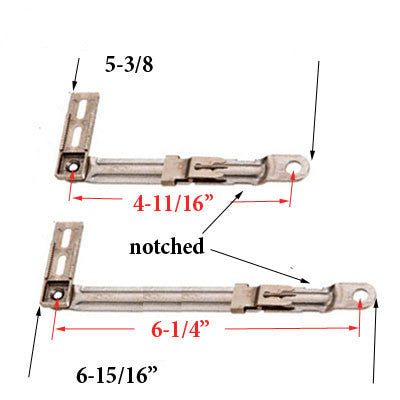 5-3/8 Inch Notched Stainless Steel Roto-Dyad Connecting Arm Bracket for Dyad Casement Operators