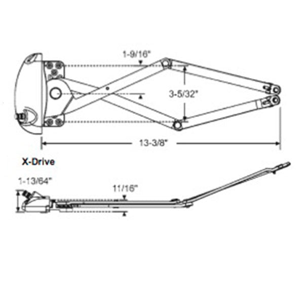 Surface Mount Roto Operator Roto Awning Operator, X-Drive For Wood Windows, Sill Mounted - White