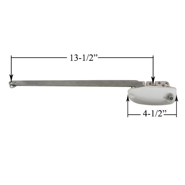 13-1/2" Single Arm, Notched for Wood Application, Left Hand - White