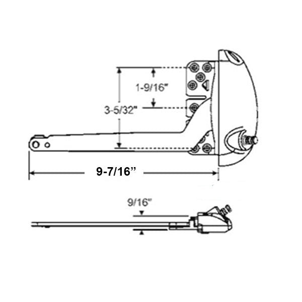 Roto 9-1/2" Single Arm X-Drive, RH For Vinyl Window Application - White