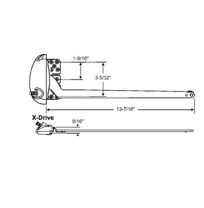 Roto 13-1/2" Single Arm X-Drive, LH Vinyl Window Application