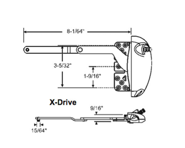 Roto 8-1/64" Stainless Steel Split Arm, X-Drive, RH Vinyl Window Application - G2 White