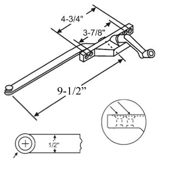 Truth 9-1/2" Single Arm Casement Operator, Front Mount, Right Hand