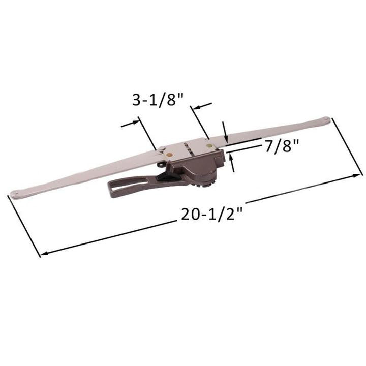 Truth Hardware Regular Hand 20-1/2" Single Pull Lever Window Operator 7/8" Space For Housing - Brown