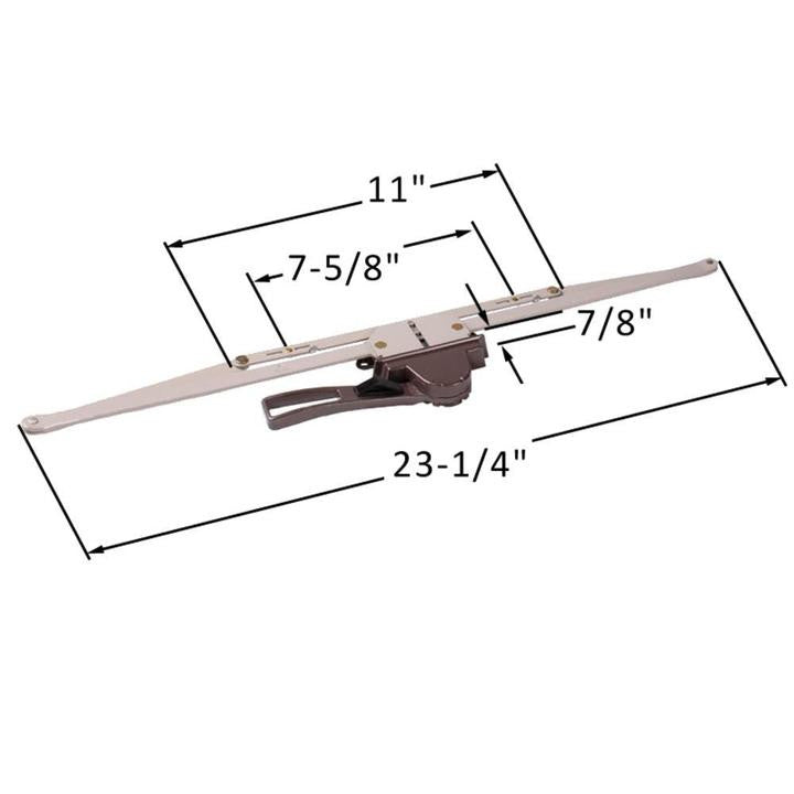 Truth Hardware Regular Hand 23-1/4" Dual Pull Lever Window Operator 7/8" Space For Housing - Brown