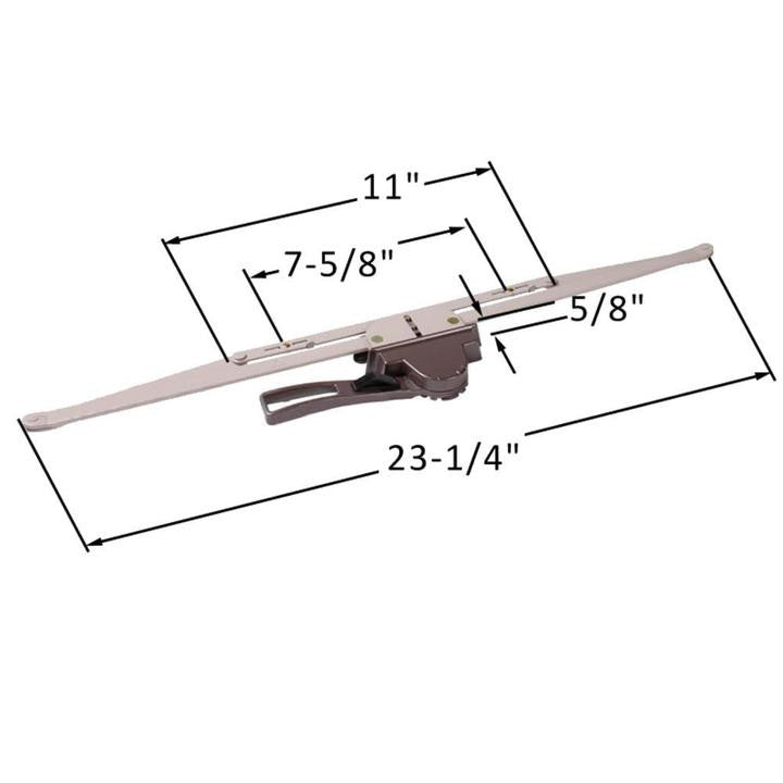 Truth Hardware Regular Hand 23-1/4" Dual Pull Lever Window Operator 5/8" Space For Housing - Brown