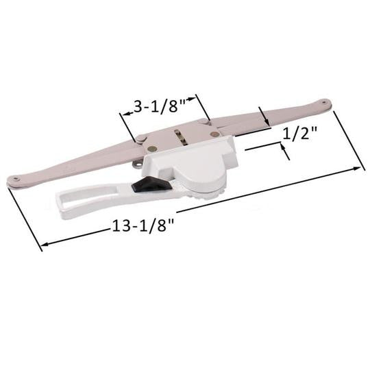 Truth Hardware 13-1/8" Single Pull Lever Window Operator 1/2" Space For Housing With Removable Escutcheon - White