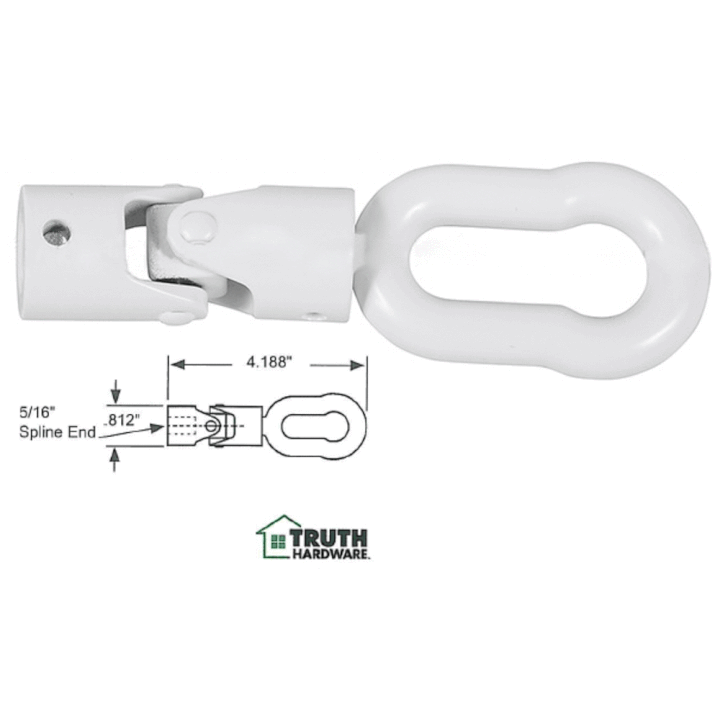 Truth Hardware 45 Degree Universal Joint with Pole Eye for 5/16" Spline Size - White