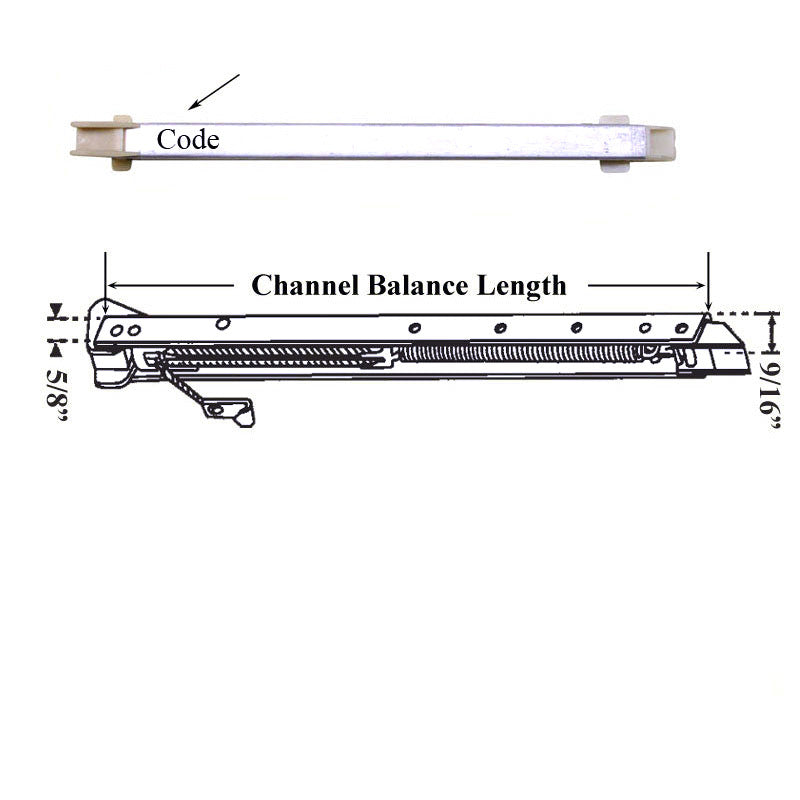 1/2 inch Channel Balance (5/8 Wide x 9/16 Deep) with Shoes, Non-Tilt