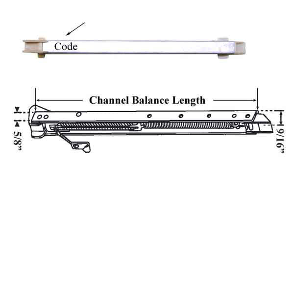 1/2 inch Channel Balance (5/8 Wide x 9/16 Deep) w/Shoes Non-Tilt - 60016