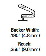 Weatherstrip, C-Fold Type, .190 T-slot Backing, .355 Reach