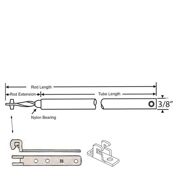 3/8” Non-Tilt Cross Pin Balance Rod, White Bearing Extended Rod