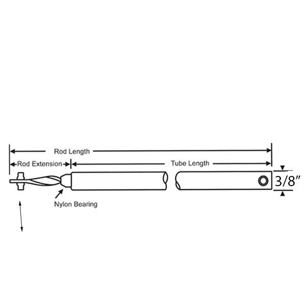 3/8” Spiral Non-Tilt Cross Pin Balance Rod, Red Bearing