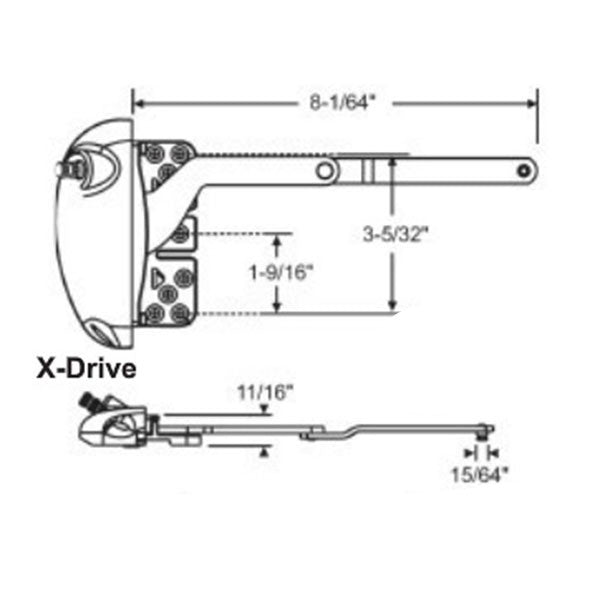 Roto X-Drive Split Arm Operator, Vinyl Window, Stainless LH