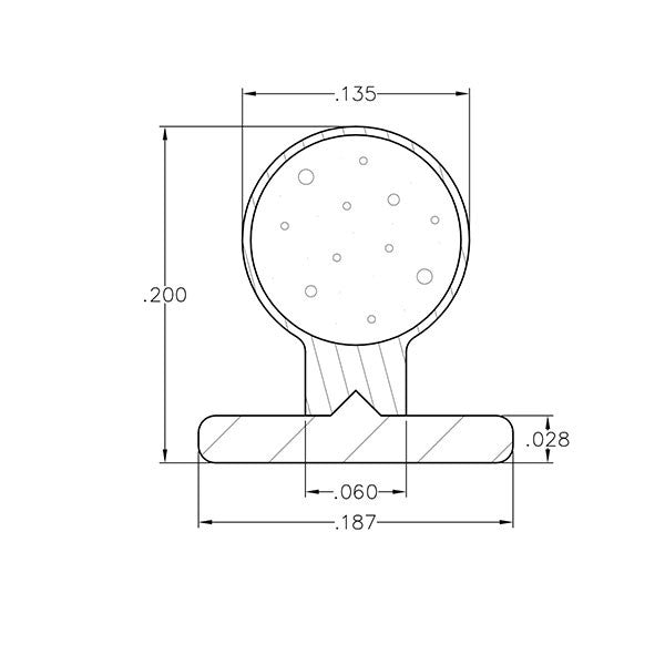 T-Slot Foam Filled Bulb .187 x .135 Diameter Bulb