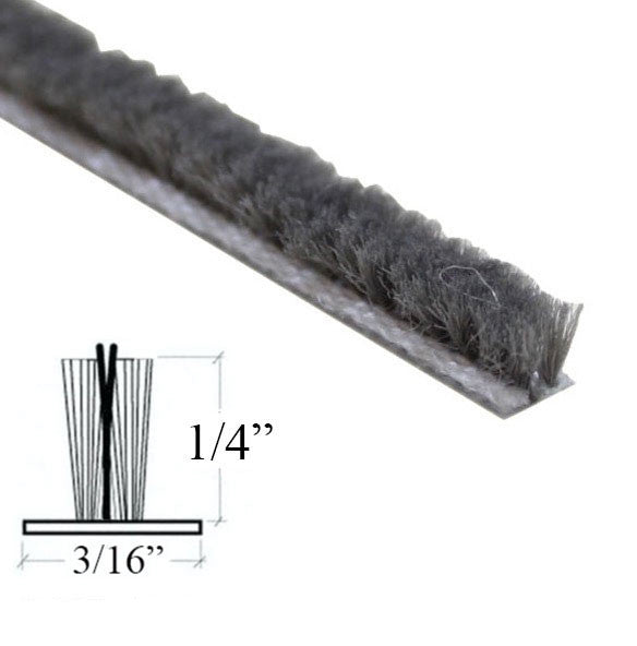 Fuzzy Weatherstrip .187 T-Backing x .250 Pile with Fin Seal